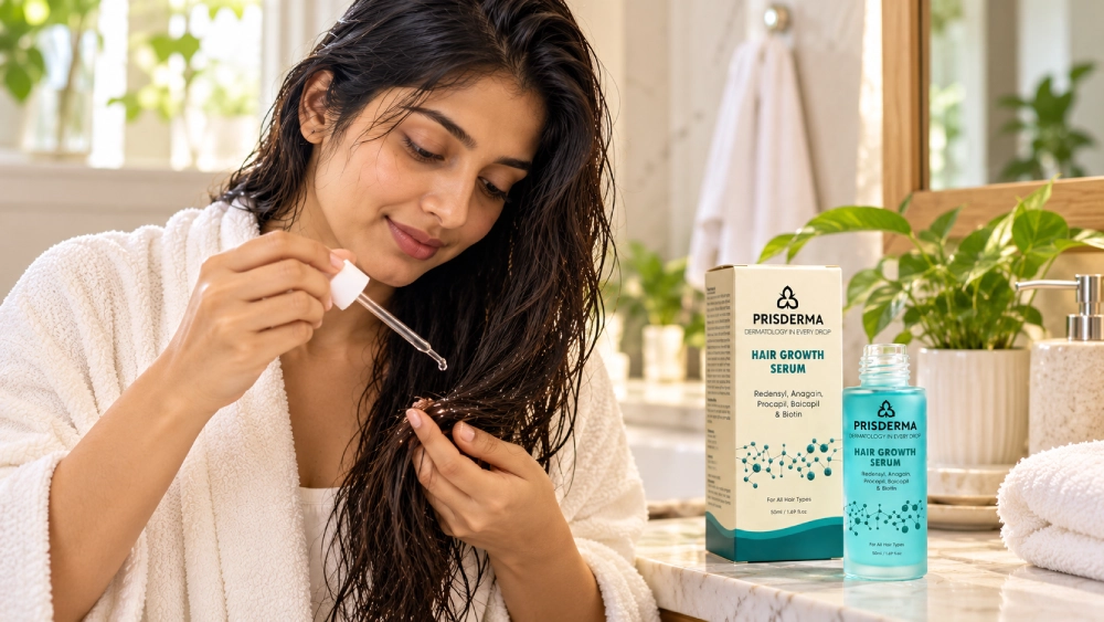 Applying Hair Serum to Damp Hair