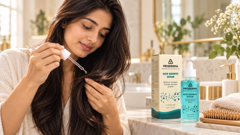 Applying Hair Serum to Dry Hair